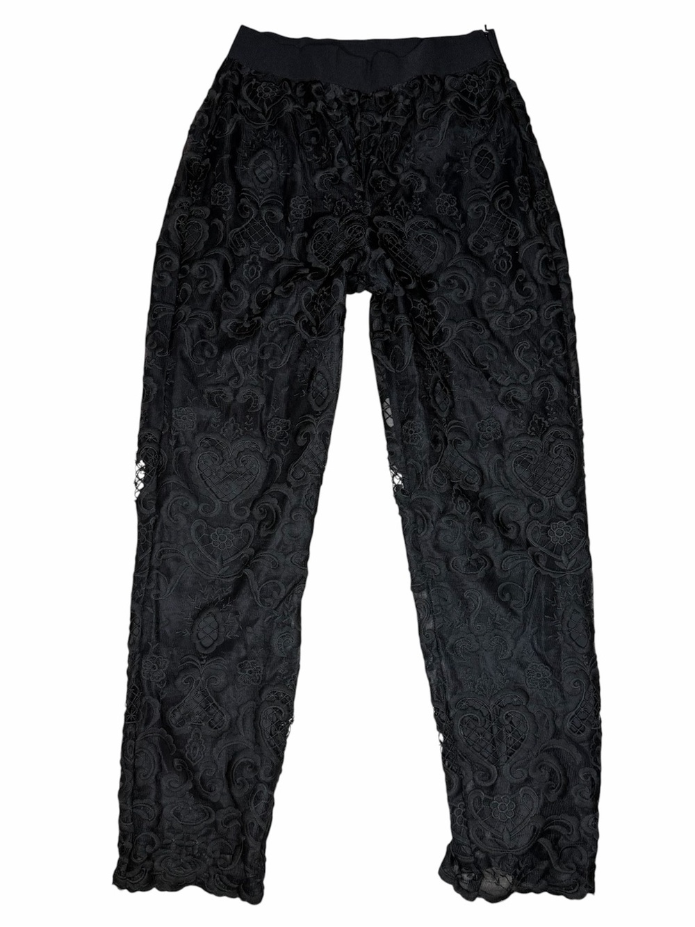 Olivia Hops Black Lace Ankle Pants - Women's Cropped Pants 10